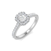 Diamond Emerald Cut Halo Ring | 0.5 Carat | Lab-Grown & Natural Diamonds