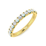 Opal & Round Diamond Half Eternity Ring | Hallmarked Gold & Platinum