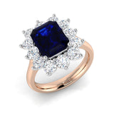 Blue Sapphire Diamond Halo Ring UK