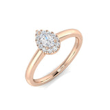 Natural Pear & Round Cut Diamond Halo Engagement Ring