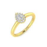 Natural Pear & Round Cut Diamond Halo Engagement Ring