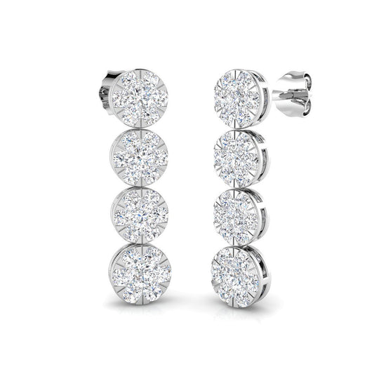 Luoxy 1.75ct Gold Drop & Trilogy Diamond Earrings - Luxury Jewelry