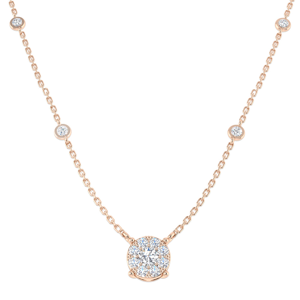 Bifid Diamond Necklace Spectacle 0.5ct Gold Platinum