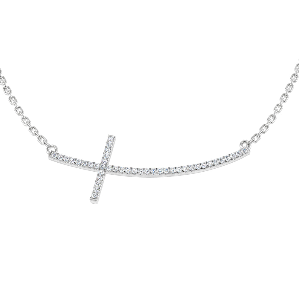 Rupert Diamond Cross Necklace 0.1ct Gold and Platinum