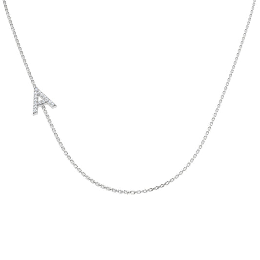 Diamond Sideways Initial "A" Necklace