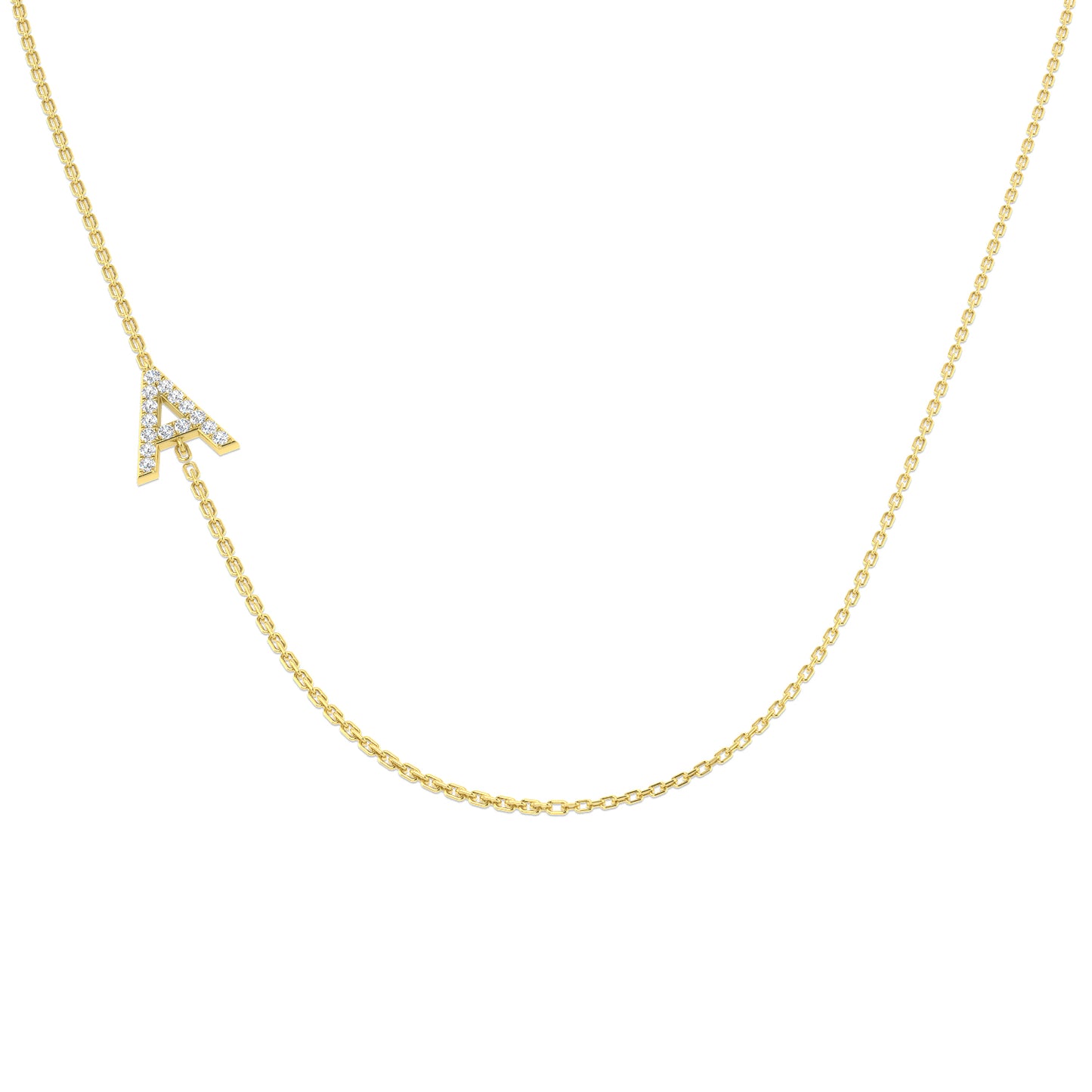 Diamond Sideways Initial "A" Necklace