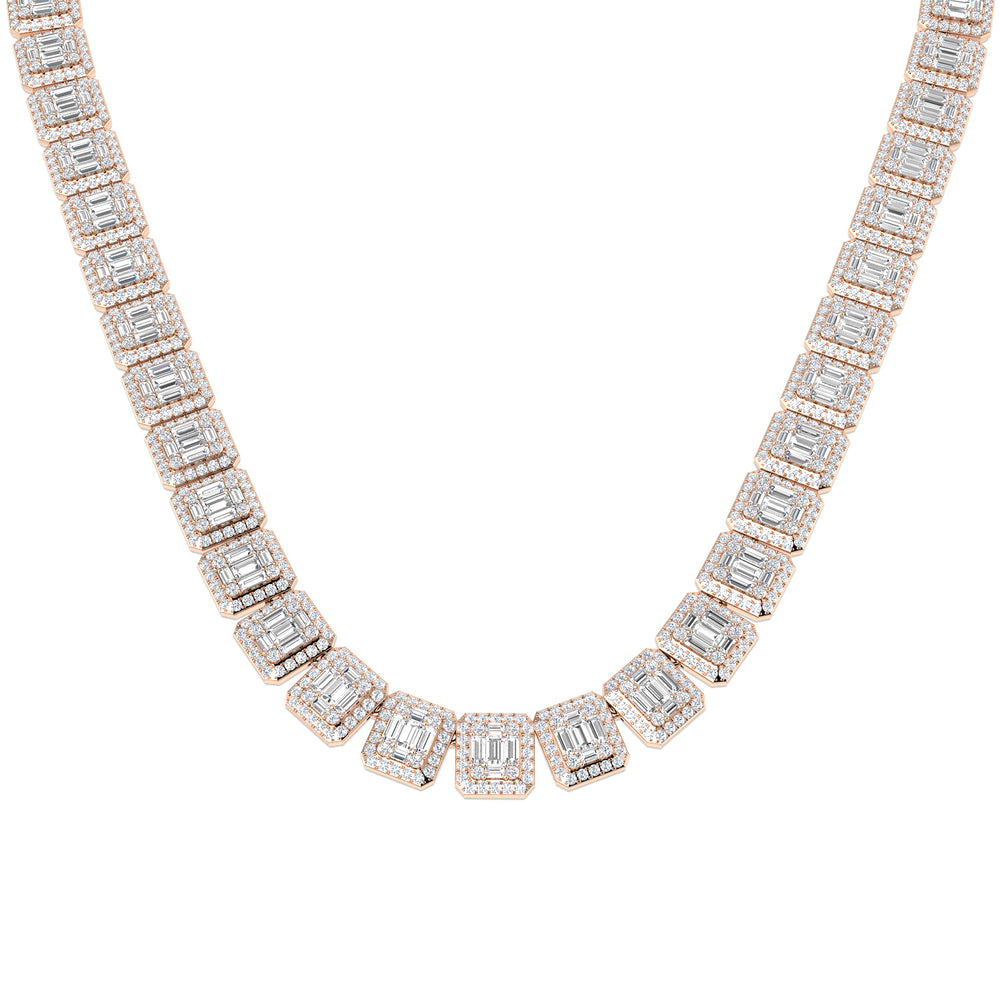 Betel Baguette Brilliant Diamond Necklace 26ct Gold Platinum