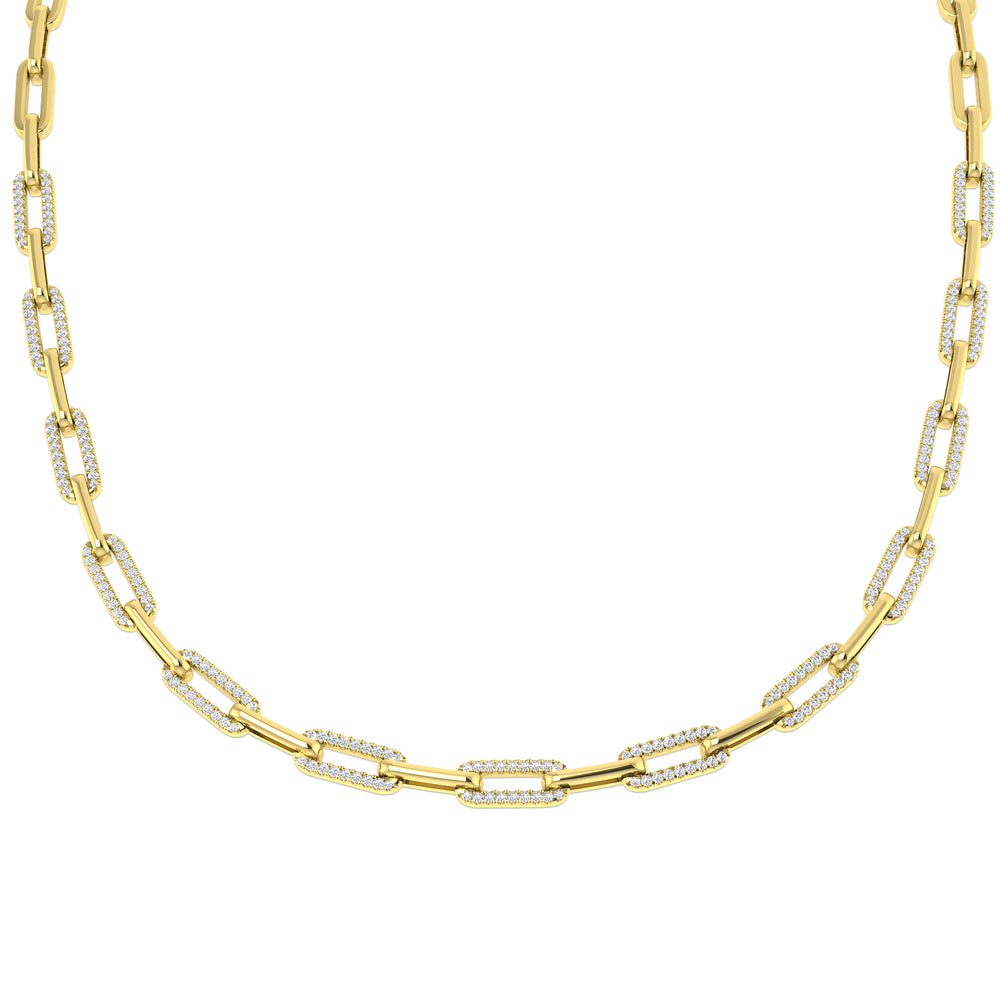 Naomi Diamond Paper Clip Necklace 2ct Gold Platinum
