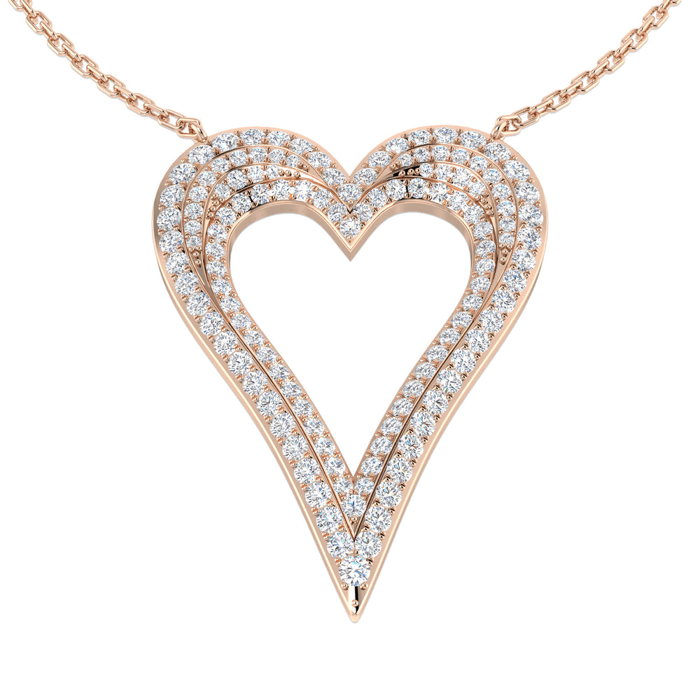 Nina Heart Diamond Necklace 0.75ct Gold Platinum