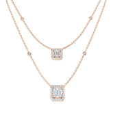Carl Baguette Diamond Necklace 0.75ct Gold Platinum