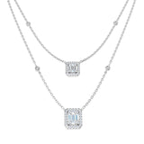 Carl Baguette Diamond Necklace 0.75ct Gold Platinum