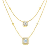 Carl Baguette Diamond Necklace 0.75ct Gold Platinum