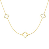 Samuel Clover Necklace 0.25ct Gold Platinum Diamond