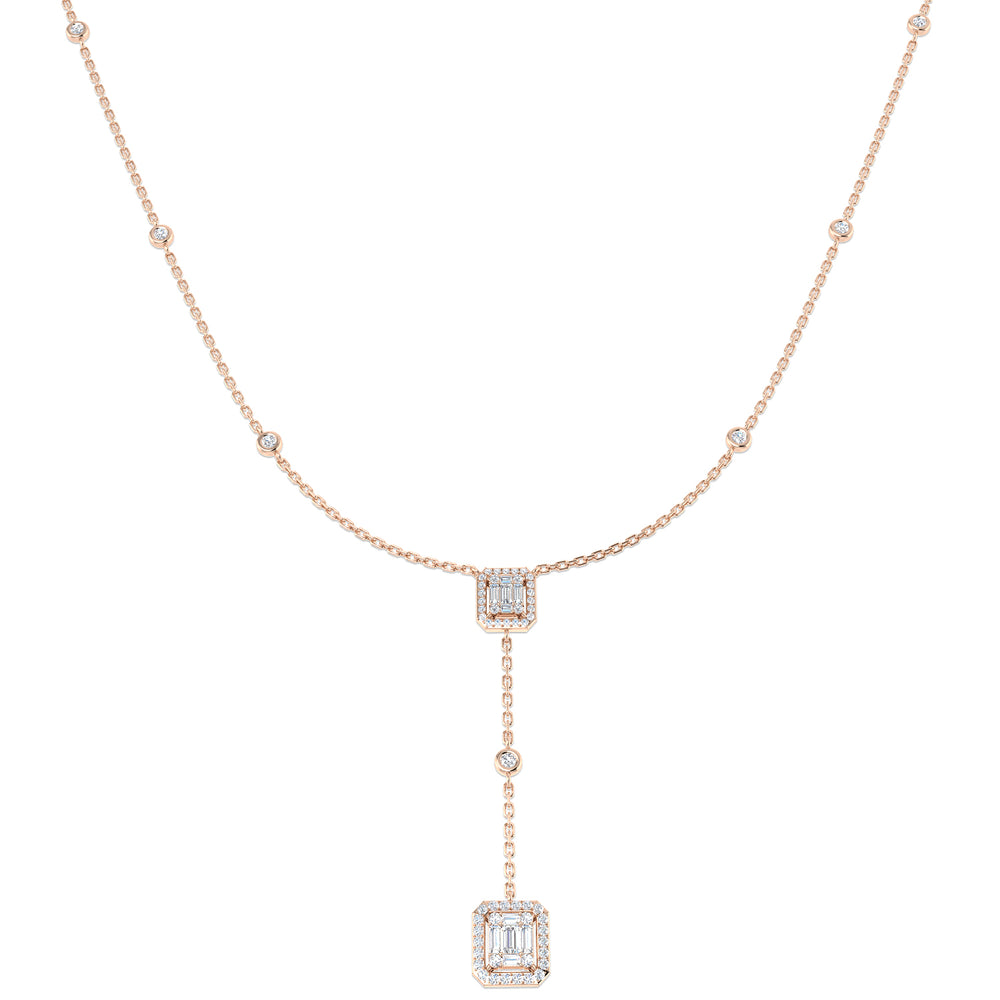 Ample Diamond Necklace Baguette & Brilliant 0.5ct Gold Platinum