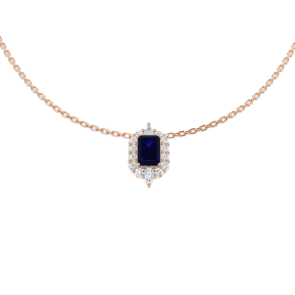 Amour Blue Sapphire Necklace 1ct Platinum Gold