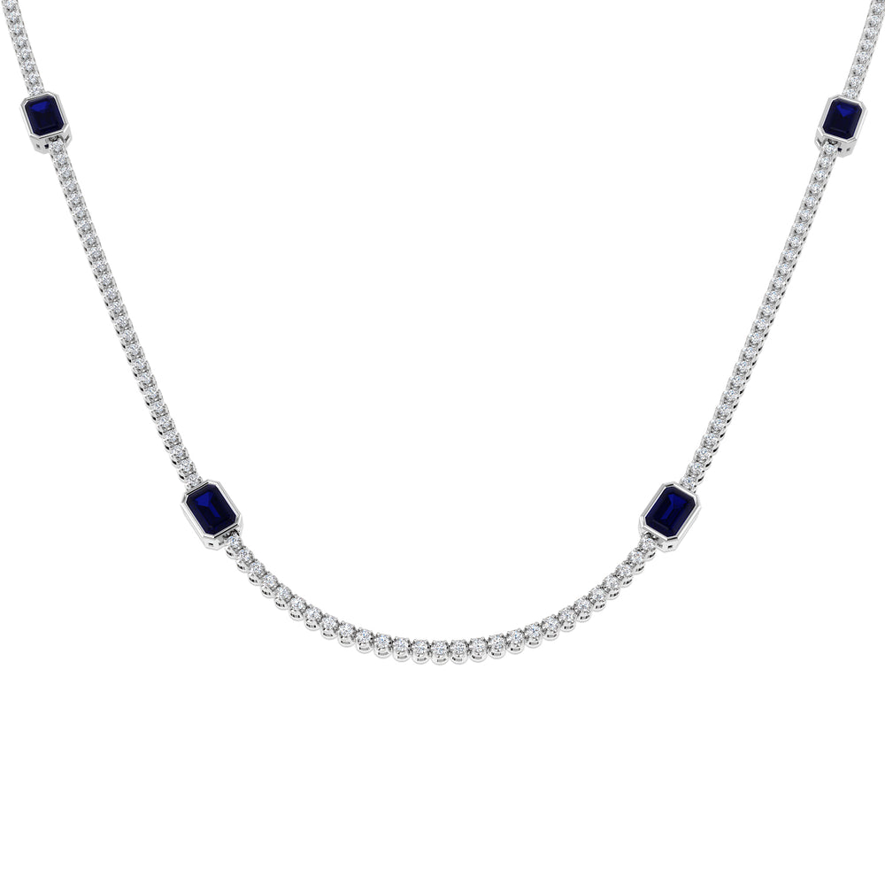 Avocs Blue Sapphire Necklace 6.5ct Gold Platinum