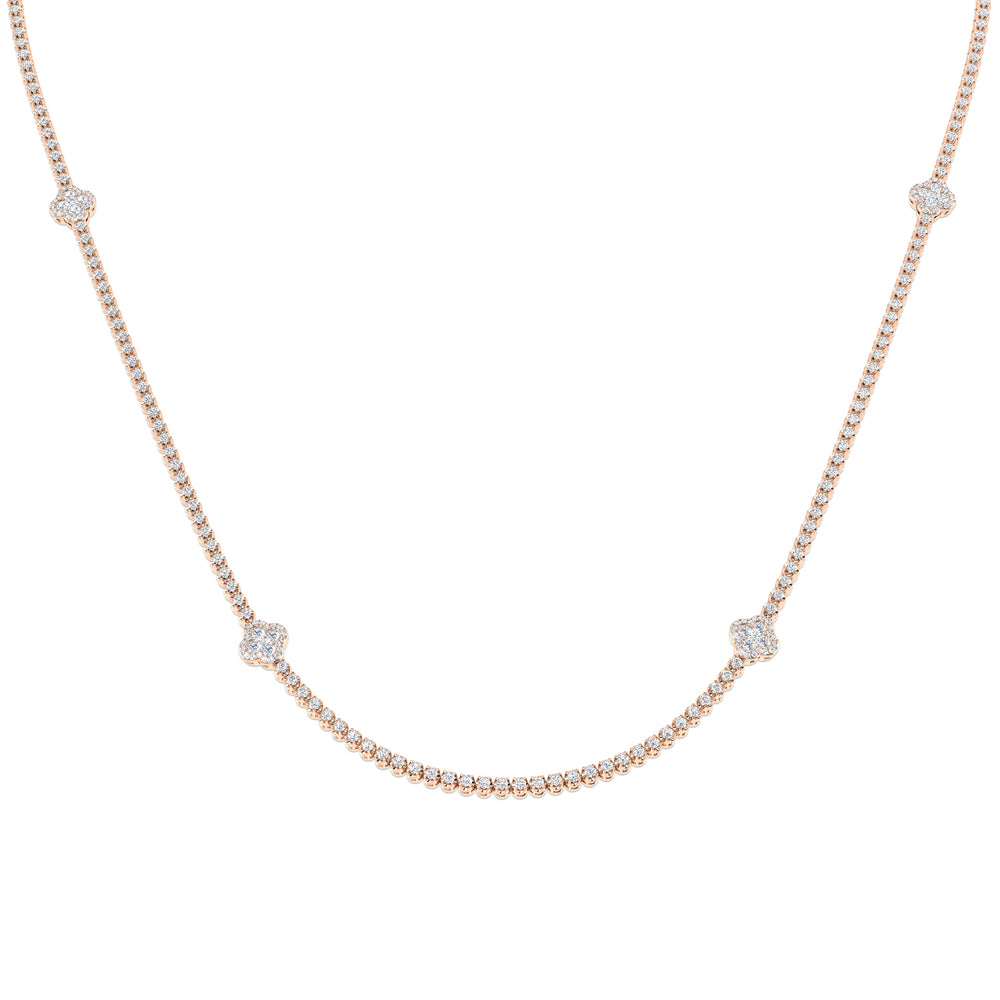 Angle Diamond Clover Necklace 4.5ct Gold Platinum