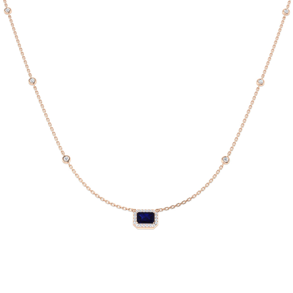 Antre Blue Sapphire Necklace 0.75ct to 1ct Gold Platinum