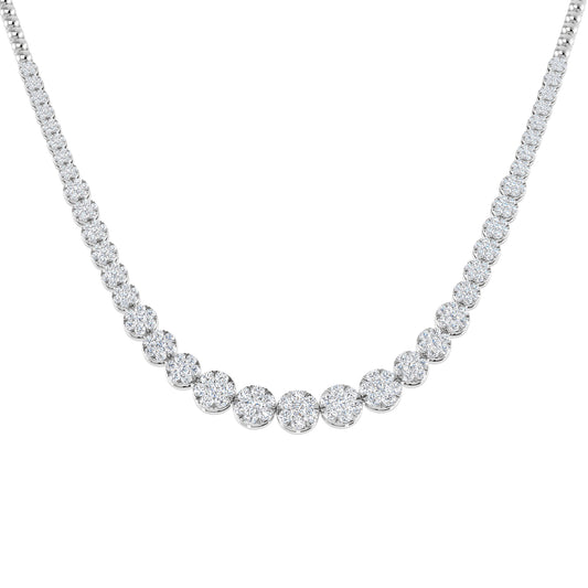 Aquae Cluster Diamond Necklace 5ct to 8ct Gold Platinum