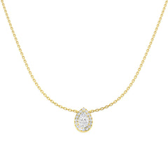 0.7 Carat D-E/VS Lab Grown Diamond Halo Necklace 9k Yellow Gold Ready To Ship