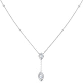 Beady Diamond Drop Necklace 0.5ct to 1ct Gold Platinum