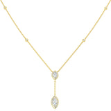 Beady Diamond Drop Necklace 0.5ct to 1ct Gold Platinum