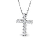0.30ct Round Diamond Shared Prong Set Cross Necklace in Gold & Platinum