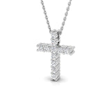 0.30ct Round Diamond Shared Prong Set Cross Necklace in Gold & Platinum