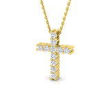 0.30ct Round Diamond Shared Prong Set Cross Necklace in Gold & Platinum