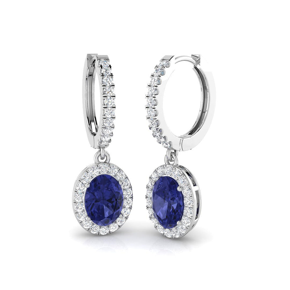 Hoop Earrings - Spiky Elegant 3ct Tanzanite Diamond Gold