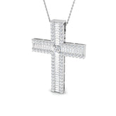 Collier croix serti de diamants baguette et ronds de 1,00 à 3,80 ct, en or 9 et 18 carats