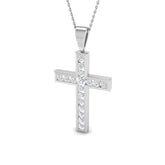 0.10ct – 1.00ct Round Diamond Channel Set Cross Necklace in 9k and 18k Gold