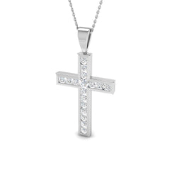 1 Carat D-E/VS Lab Grown Round Diamond Cross Pendant 9k White Gold ,Ready To Ship