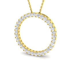 0.80 Ct D-E/VS Lab Grown Diamond Designer Pendant 9k Yellow Gold Ready To Ship