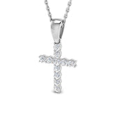 9ct White Gold 0.25ct Lab Grown Diamond Cross Pendant