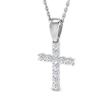 9ct White Gold 0.25ct Lab Grown Diamond Cross Pendant