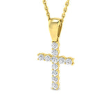 9ct Yellow Gold 0.25ct Lab Grown Diamond Cross Pendant