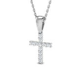 Brilliant 0.15Ct Diamond Cross Pendant In 9K, 18K (White, Yellow, Rose Gold) With Complimentary Silver
