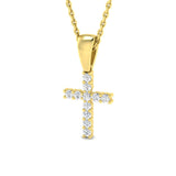 Brilliant 0.15Ct Diamond Cross Pendant In 9K, 18K (White, Yellow, Rose Gold) With Complimentary Silver