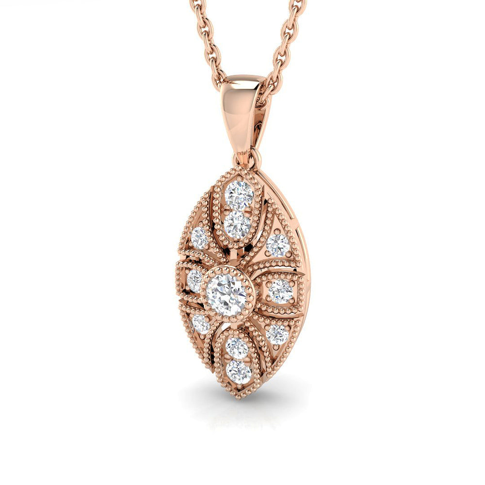 Lichen Vintage Pendant 0.15ct Diamond Gold (Without Chain )