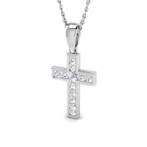 9ct White Gold 0.24ct Lab Grown Diamond Cross Pendant