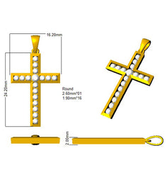0.5 Carat D-E/VS Lab Grown Round Diamond Cross Pendant 9k White Gold ,Ready To Ship