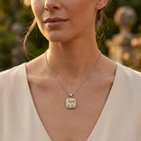 Morganite Diamond Pendant UK | Cushion Halo Pendant Without Chain