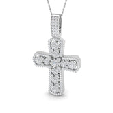 1.30ct Cluster Diamond Cross Pendant in Gold & Platinum