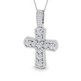 Grandeur 1.25Ct Diamond Cross Pendant In 9K, 18K (White, Yellow, Rose Gold) With Complimentary Silver