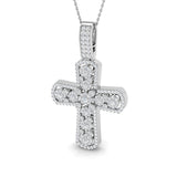 Grandeur 1.25Ct Diamond Cross Pendant In 9K, 18K (White, Yellow, Rose Gold) With Complimentary Silver