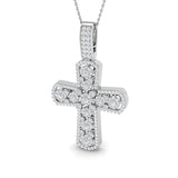 1.30ct Cluster Diamond Cross Pendant in Gold & Platinum