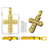Rounded Bezel & Pavé Diamond Cross Necklace in Gold or Platinum