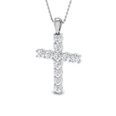 Pendentif croix serti de diamants ronds de 0,15 à 5,50 carats sur platine