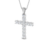 0.15ct – 5.50ct Round Diamond Prong Set Cross Pendant in Platinum